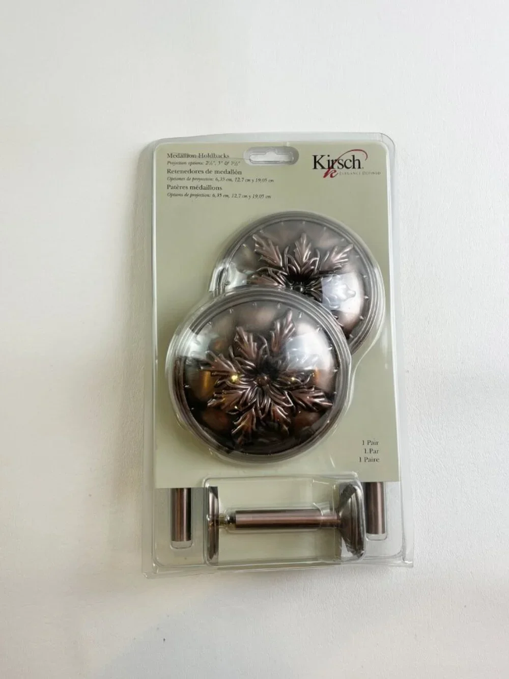 Kirsch Medallion Holdbacks Brushed Copper 2 Pairs K34